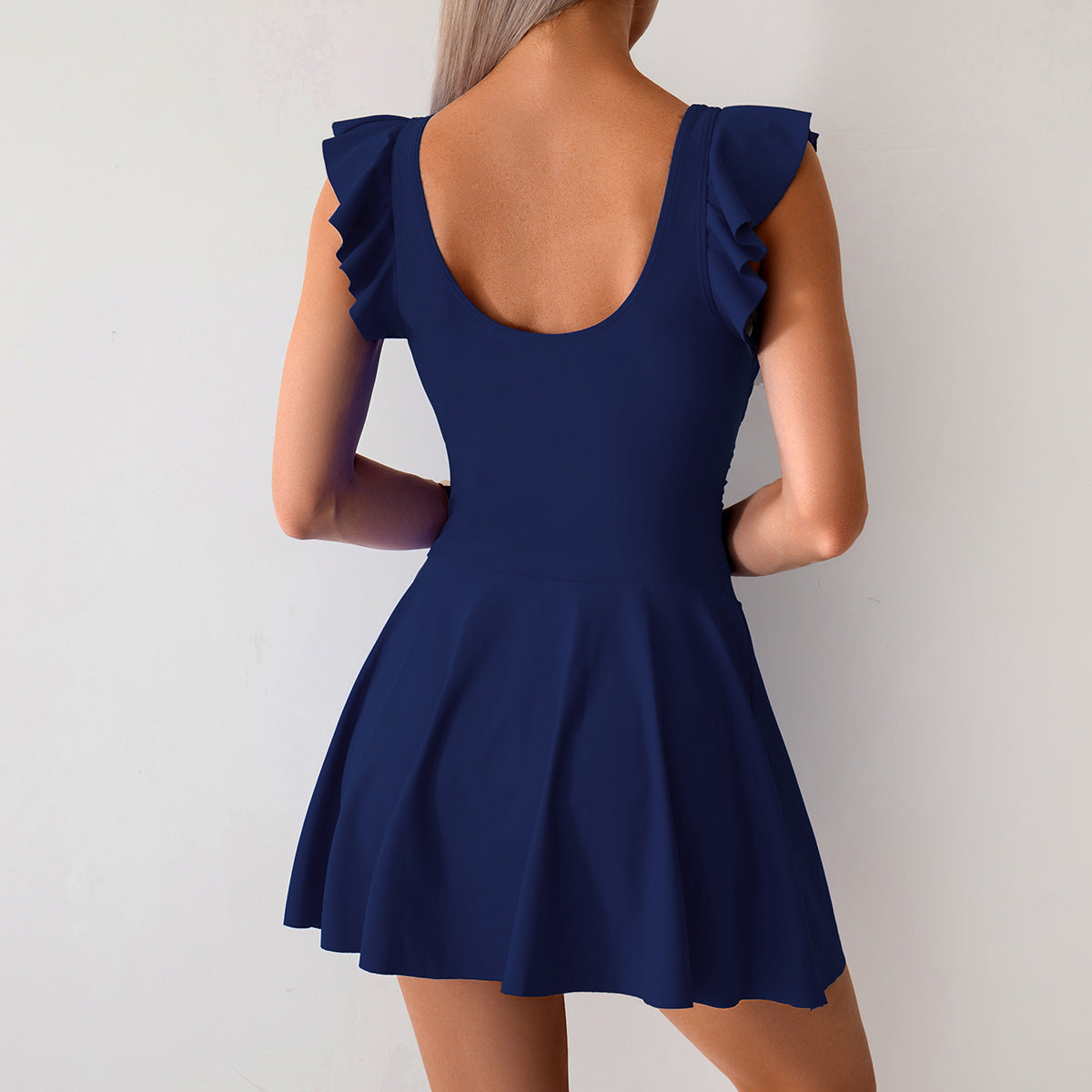 Women's One Piece Swim Dress Tummy Control Swimsuit Slimming Ruffle
