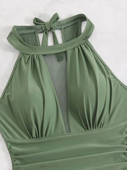 Women's One Piece Swim Dress Full Coverage Scoop Neck