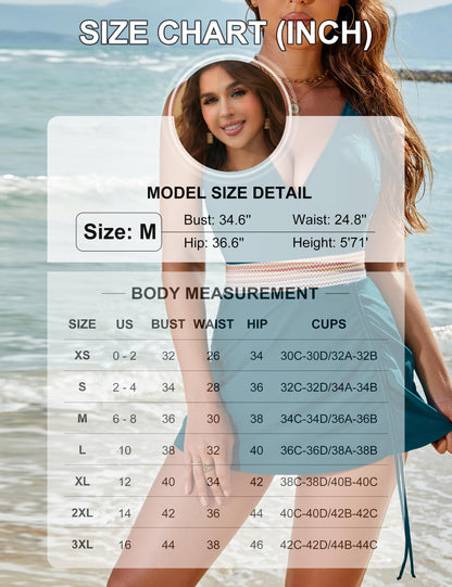Women's One Piece Swim Dress Tummy Control Swimsuits Slimming Color